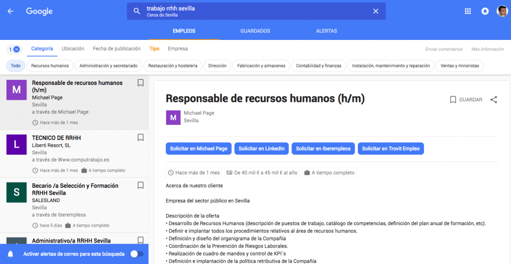 google empleo página dedicada